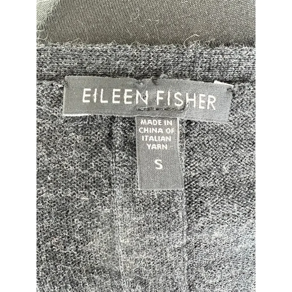 Eileen Fisher Merino Wool Dark Gray Scoop Neck Light Pullover Sweater S Small